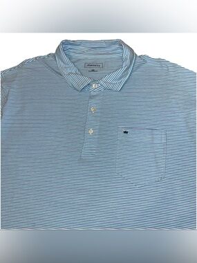Crown & Ivy Polo Shirt Men's XXL Blue White Striped Preppy Golf Resort Summer